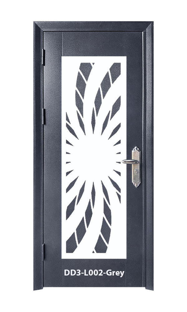SECURITY DOOR IN DOOR 3'x7'<br> - Laser Cut Design -  DD3-L002-Grey